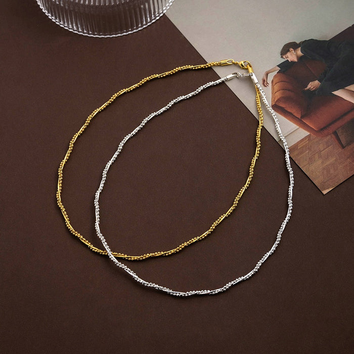 Minimalist Wave Texture Collarbone Necklace Real Gold Plated Niche Versatile Choker Gift
