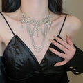 Rhinestone Alloy Multi Layer Tassel Geometric Necklace Vintage Court Style Luxury Choker view 3