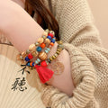 Bohemian Multilayer Sandalwood Beaded Bracelet With Round Geometric Vintage Ethnic Style view 2