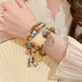 Bohemian Multilayer Sandalwood Beaded Bracelet With Round Geometric Vintage Ethnic Style view 3