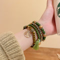 Bohemian Multilayer Sandalwood Beaded Bracelet With Round Geometric Vintage Ethnic Style view 4