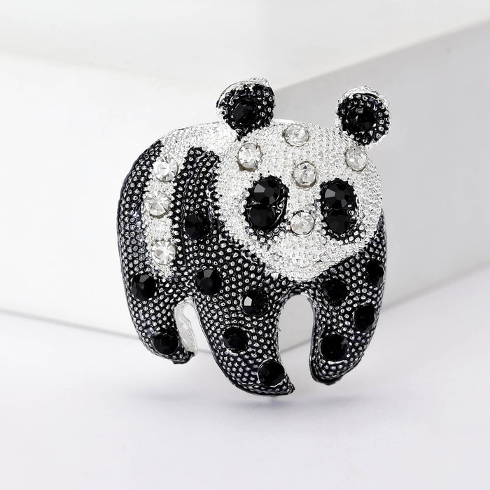Alloy Enamel Rhinestone Panda Brooch Pin For Cute Accessories