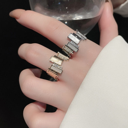 Gold Plated Irregular Zircon Geometric Open Ring For Women
