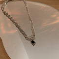 Stainless Steel Rhinestone Chain Geometric Necklace Minimalist Metal Clavicle Jewelry For Women view 2