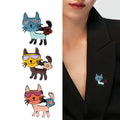 Alloy Enamel Cat Brooch With Glasses For Suit Decoration view 3