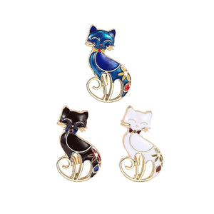 Alloy Enamel Cat Brooch Cartoon Lapel Pin For Unisex Suits