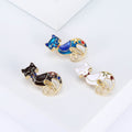 Alloy Enamel Cat Brooch Cartoon Lapel Pin For Unisex Suits view 3