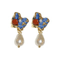 Chic French Irregular Geometric Faux Pearl Silver Needle Drop Earrings For Women view 5