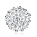 Silver Tone Flower Openwork Crystal Metal Brooch Pin 4 x 3.4 cm view 1