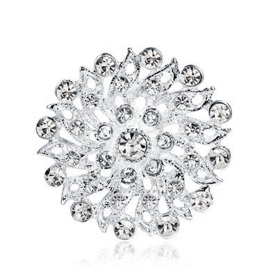 Front product view of the flower brooch pin in silver
