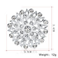 Silver Tone Flower Openwork Crystal Metal Brooch Pin 4 x 3.4 cm view 2