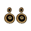 Black Alloy Oval Pearl Drop Earrings For Women, Vintage Geometric Statement Design view 5