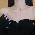 Minimalist Metal Bow Snake Chain Necklace Geometric Cold Style Clavicle Jewelry view 3