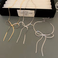 Minimalist Metal Bow Snake Chain Necklace Geometric Cold Style Clavicle Jewelry view 1