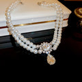 Elegant French Style Double Layer Teardrop Faux Pearl Rhinestone Collarbone Necklace view 4