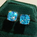 Trendy Four Prong Set Chunky Square Cubic Zirconia Stud Earrings For Women Fashion Jewelry view 7