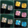 Trendy Four Prong Set Chunky Square Cubic Zirconia Stud Earrings For Women Fashion Jewelry view 2