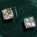Trendy Four Prong Set Chunky Square Cubic Zirconia Stud Earrings For Women Fashion Jewelry view 4