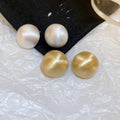 Minimalist Round Metal Stud Earrings With Gold Plating And Silver Posts For Women view 1