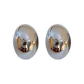 Gold Plated Metal Oval Stud Earrings With Silver Posts Minimalist Modern Commuter Jewelry view 5