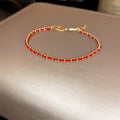 Gold Plated Letter Handmade Braided Red Rope Bracelet New Chinese Style Festive Jewelry view 3