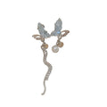 Asymmetric Butterfly Drop Earrings With Faux Pearl And Crystal, Chic Fashion Style view 5