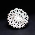 Silver Tone Flower Openwork Crystal Metal Brooch Pin 4 x 3.4 cm view 5