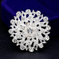 Silver Tone Flower Openwork Crystal Metal Brooch Pin 4 x 3.4 cm view 4