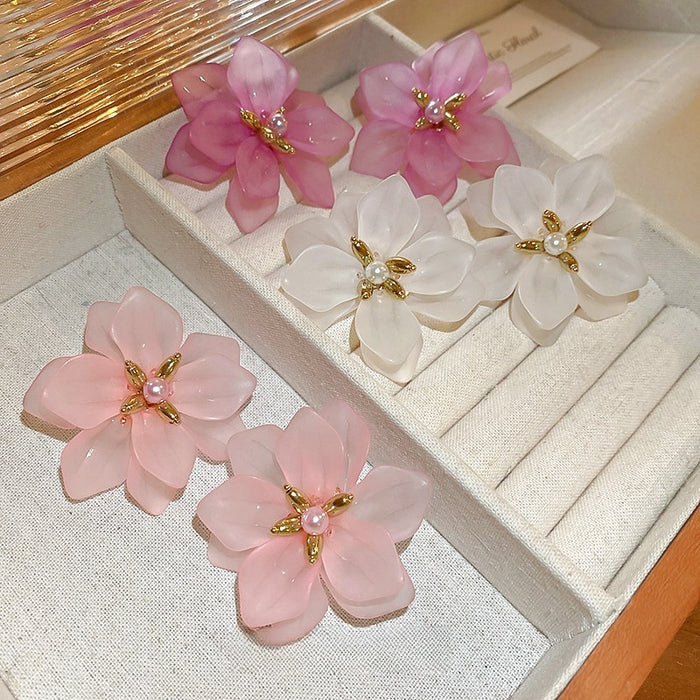 Acrylic Flower Petal Geometric Stud Earrings Fashion OL Sweet Statement Ear Jewelry