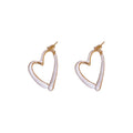 Alloy White Enamel Flower Geometric Heart Stud Earrings Korean Minimalist Sweet Fashion Jewelry view 5