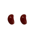 Red Enamel Alloy Geometric Square Heart Stud Earrings Hong Kong Retro Light Luxury Jewelry view 5