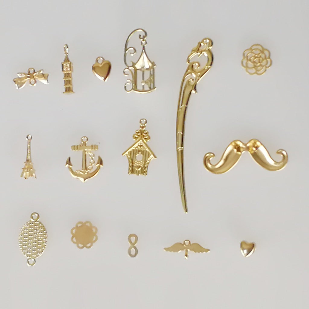 Mixed Alloy Charm Pendants with Heart Bow and Mustache