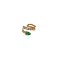 Gold Plated Green Zircon Snake Ear Cuff Clip-on Earrings Minimalist No Piercing Jewelry view 5