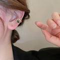 Gold Plated Green Zircon Snake Ear Cuff Clip-on Earrings Minimalist No Piercing Jewelry view 3