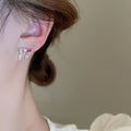 Korean Style Heart Zircon Stud Earrings With Silver Pins, Minimalist Sweet Fashion Jewelry view 2