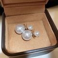 Vintage French Imitation Pearl Stud Earrings Geometric Sphere Bar Design For Women view 4