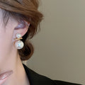 Vintage French Imitation Pearl Stud Earrings Geometric Sphere Bar Design For Women view 3