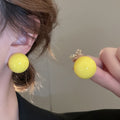 Candy Color Acrylic Sphere Stud Earrings With Silver Pins Minimalist European Style view 4