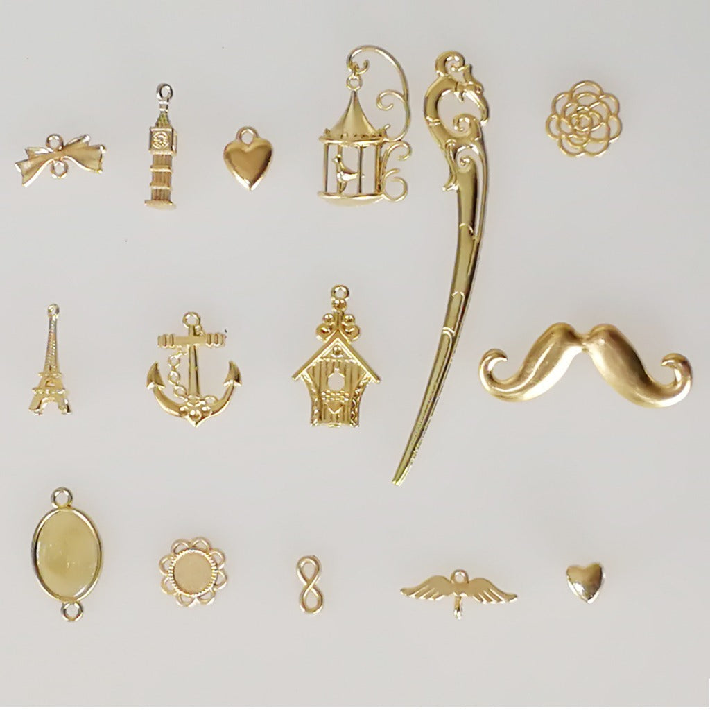 Mixed Alloy Charm Pendants with Heart Bow and Mustache