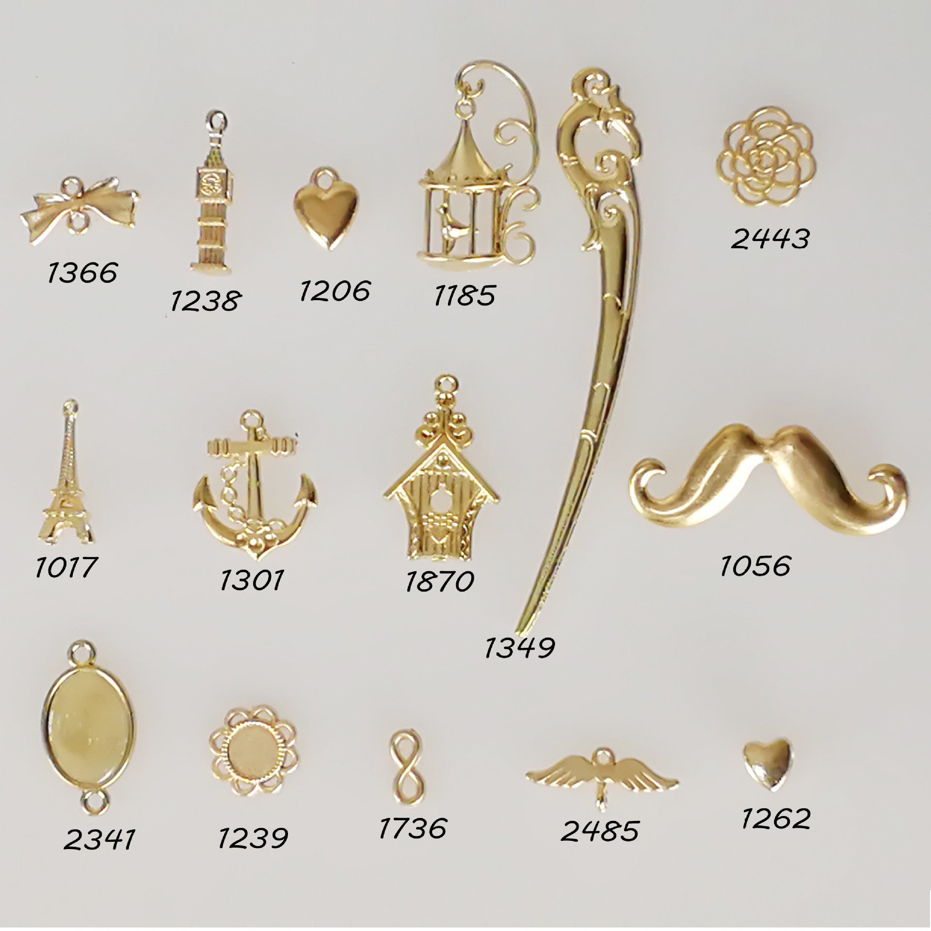 Mixed Alloy Charm Pendants with Heart Bow and Mustache