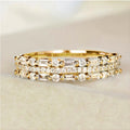 Sparkling Three Layer Thin Band Ring, Korean Style Multilayer Line Designer Jewelry view 3