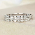 Sparkling Three Layer Thin Band Ring, Korean Style Multilayer Line Designer Jewelry view 1