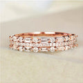 Sparkling Three Layer Thin Band Ring, Korean Style Multilayer Line Designer Jewelry view 6