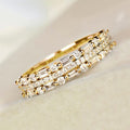 Sparkling Three Layer Thin Band Ring, Korean Style Multilayer Line Designer Jewelry view 2