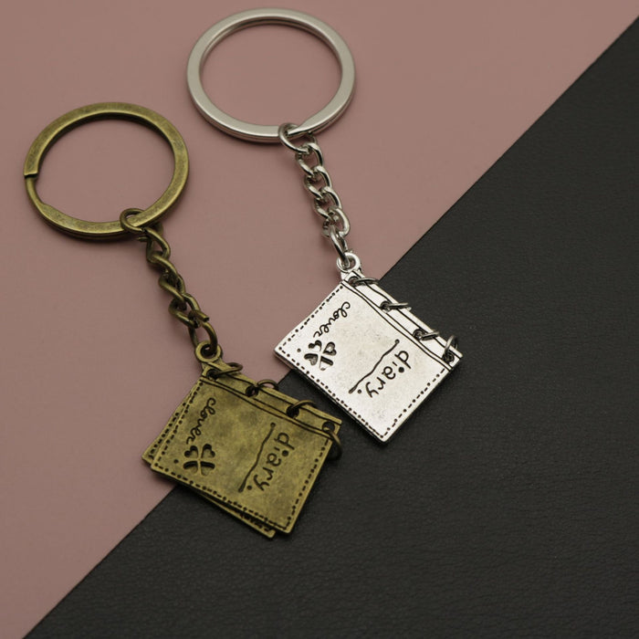 Metal Simple Book Shape Keychain Gift Key Ring