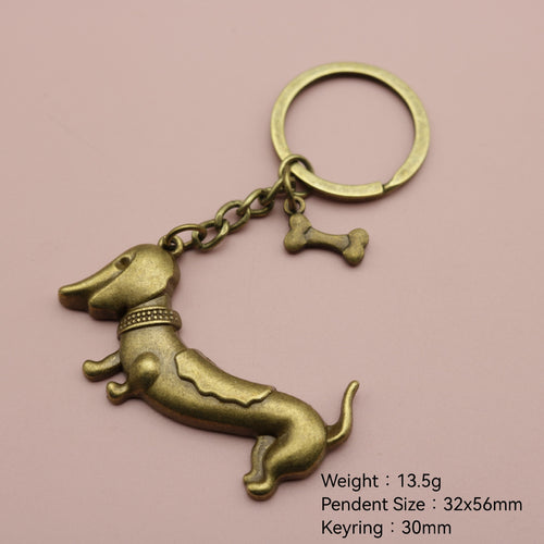 Antique Bronze Alloy Dog Bone Keychain Pet Lover Gift