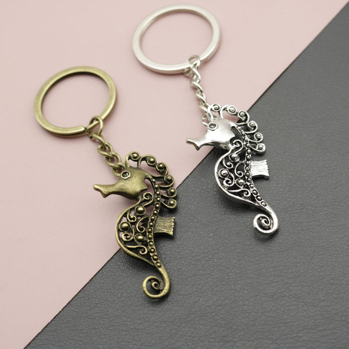 Zinc Alloy Seahorse Keychain Ocean Bag Charm Gift