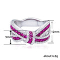 Korean Style Bow Ring, Irregular Ribbon Bar Cross Design Light Luxury Fashion Finger Jewelry view 5