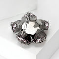 Copper Zircon Camellia Brooch Pin With Gold Plated Finish view 3
