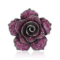 Copper Zircon Camellia Brooch Pin With Gold Plated Finish view 5